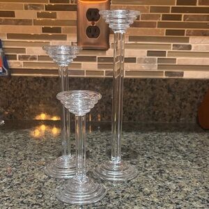Josef Riedel Collection Clear Glass Candle Holders Set